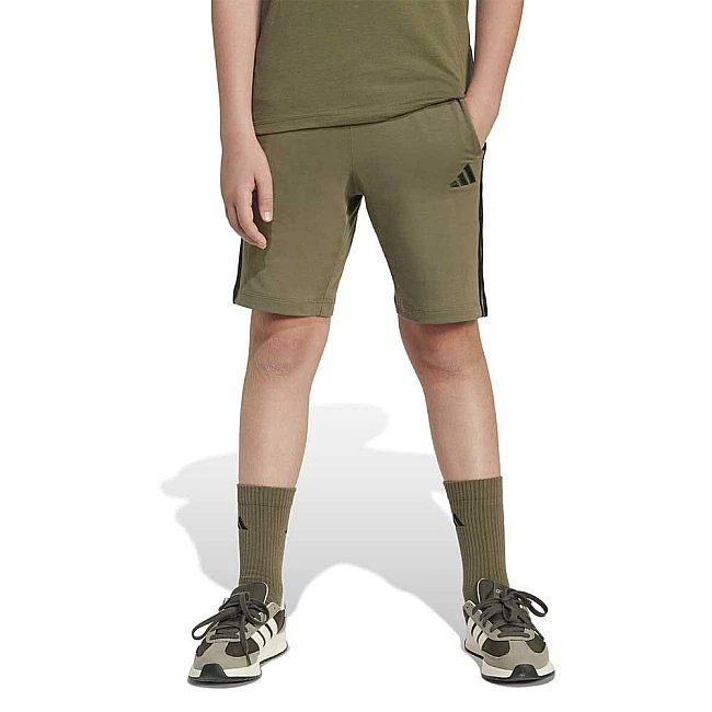 ДЕТСКИ КЪСИ ПАНТАЛОНИ ЗА МОМЧЕ ADIDAS JD6495 3S KN SH 210 МАСЛИНЕНО ЗЕЛЕНИ