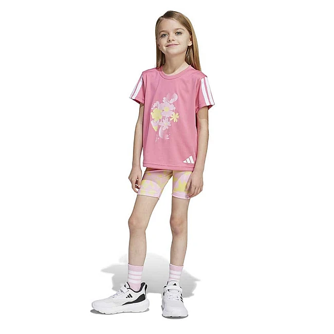 ДЕТСКИ СПОРТЕН ЕКИП ЗА МОМИЧЕ ADIDAS JI6112 TR-ES FL SET РОЗОВ/ЖЪЛТ