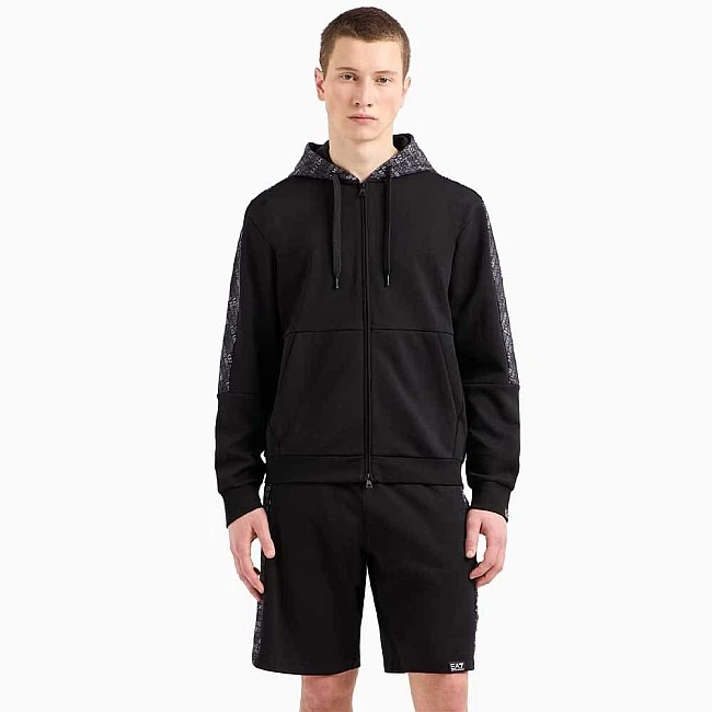 МЪЖКО ГОРНИЩЕ EA7 EMPORIO ARMANI 7M000209-UC001 GRAPHIC SERIES M HOODIE FZ MONOGRAM PRINTED ЧЕРНО