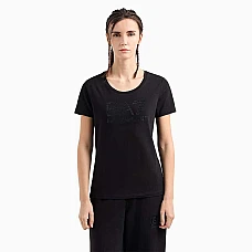 ДАМСКА ТЕНИСКА EA7 EMPORIO ARMANI 7W000094-UC001 LOGO SERIES W TEE SS RN FANCY STRASS ЧЕРНА
