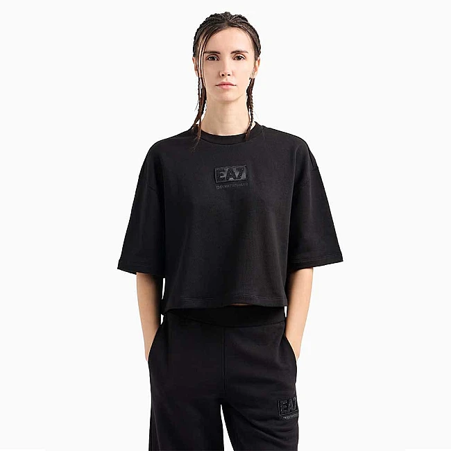ДАМСКА ТЕНИСКА EA7 EMPORIO ARMANI 7W000177-UC001 LOGO SERIES W CROP TEE ЧЕРНА