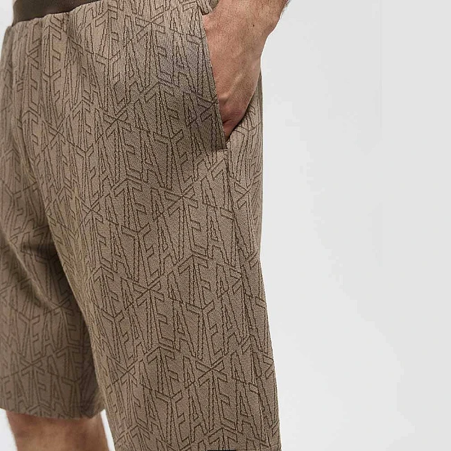 МЪЖКИ КЪСИ ПАНТАЛОНИ EA7 EMPORIO ARMANI 7M000102-U6155 GRAPHIC SERIES M BERMUDA MONOGRAM JACQUARD СИВО-КАФЯВИ