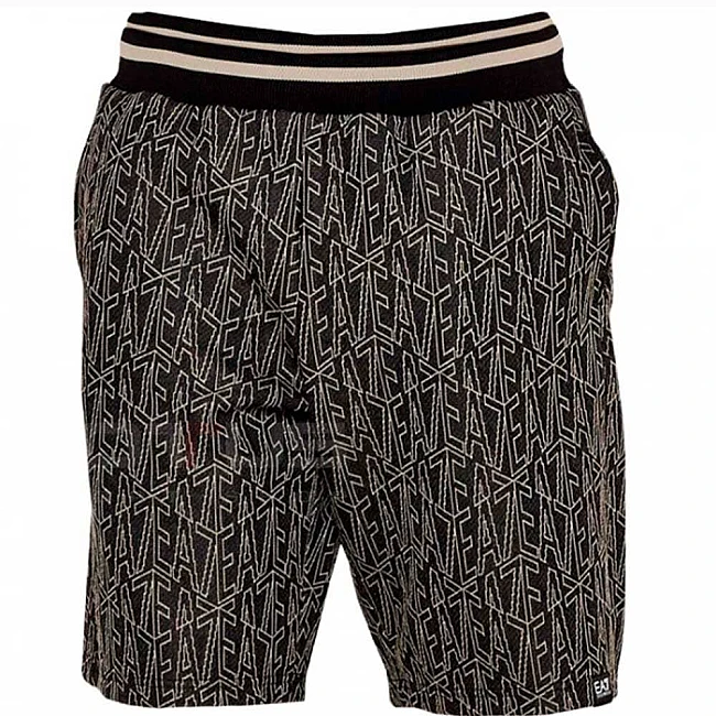 МЪЖКИ КЪСИ ПАНТАЛОНИ EA7 EMPORIO ARMANI 7M000102-UC001 GRAPHIC SERIES M BERMUDA MONOGRAM JACQUARD ЧЕРНИ