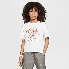 ДЕТСКА ТЕНИСКА ЗА МОМИЧЕ NIKE HM6305-100 NSW TEE POWER БЯЛА