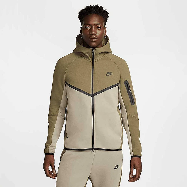 МЪЖКО ГОРНИЩЕ NIKE HV0949-222 TCH FLC FZ WR HOODIE МАСЛИНЕНО ЗЕЛЕНО