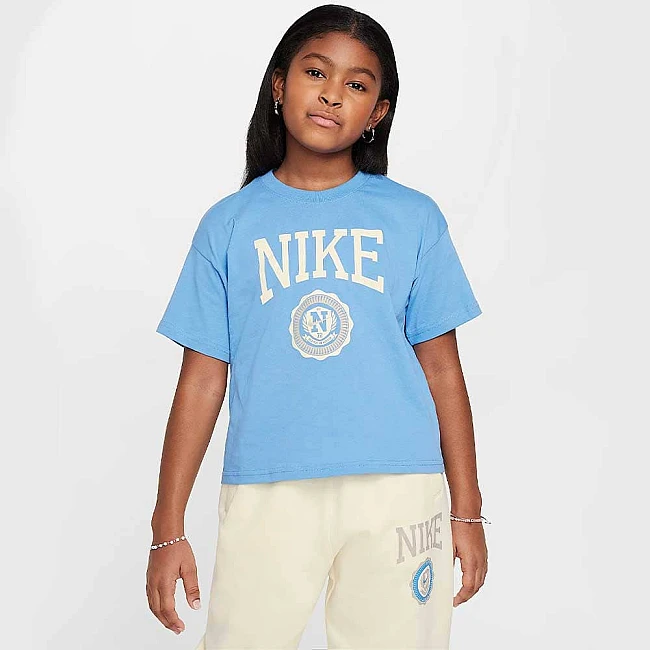 ДЕТСКА ТЕНИСКА ЗА МОМИЧЕ NIKE HM6303-440 NSW TEE GRAPHIC STAR СИНЯ