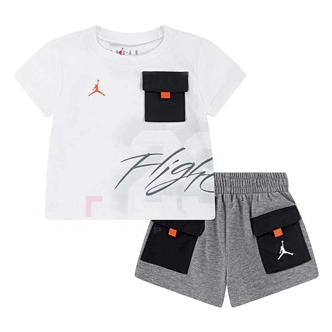 БЕБЕШКИ СПОРТЕН ЕКИП ЗА МОМЧЕ NIKE 65D765-GEH JORDAN 23 FLIGHT UTILITY SHORT SET БЯЛ/СИВ