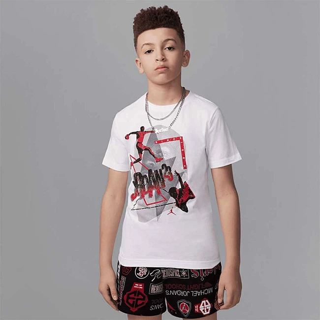 ДЕТСКА ТЕНИСКА ЗА МОМЧЕ NIKE 95D735-001 JORDAN 3PEAT SS TEE БЯЛА