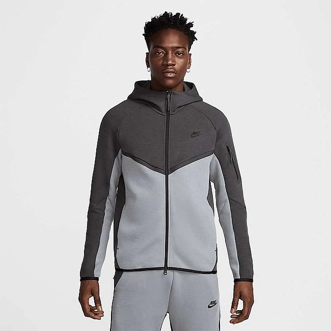 МЪЖКО ГОРНИЩЕ NIKE HV0949-061 TCH FLC FZ WR HOODIE ТЪМНОСИВО