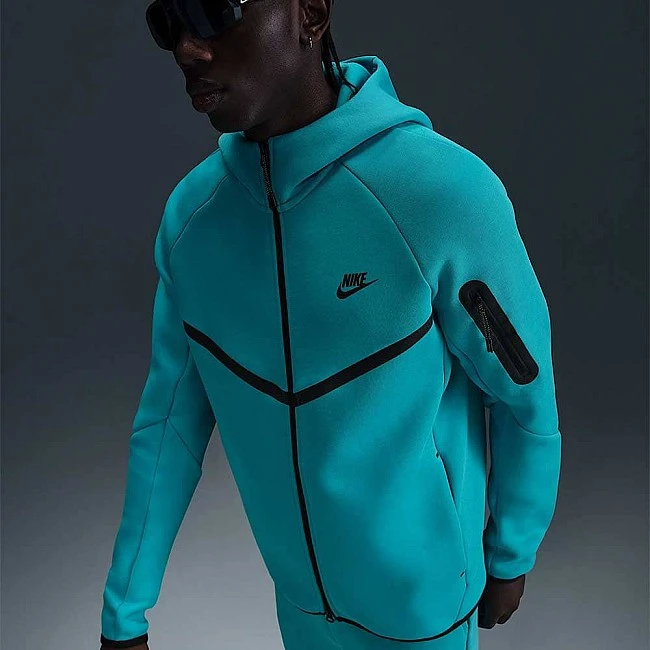 МЪЖКО ГОРНИЩЕ NIKE HV0949-345 TCH FLC FZ WR HOODIE СИНЬО-ЗЕЛЕНО