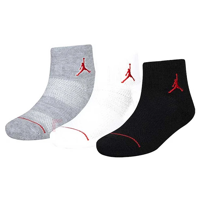 ДЕТСКИ ЧОРАПИ NIKE UJ0009-042 JORDAN JUMPMAN QUARTER СИВИ/БЕЛИ/ЧЕРНИ