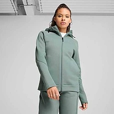 ДАМСКО ГОРНИЩЕ PUMA 68505030 EVOSTRIPE FULL-ZIP HOODIE DK СВЕТЛОЗЕЛЕНО