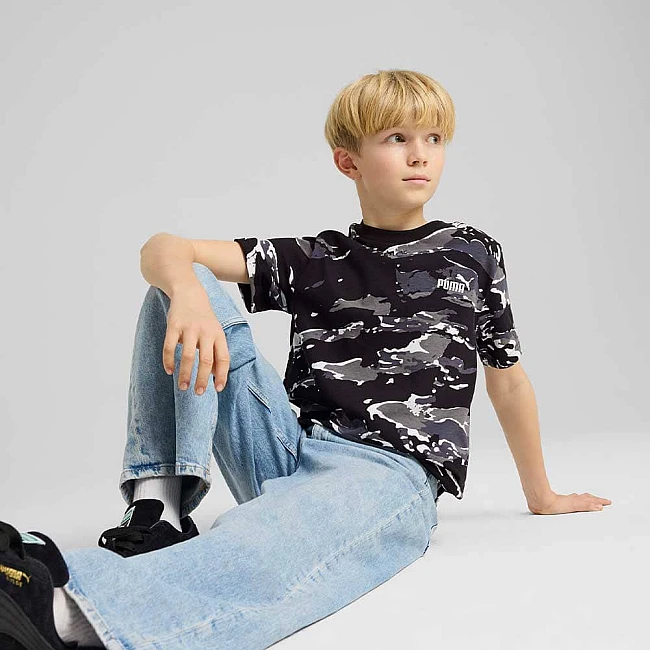 ДЕТСКА ТЕНИСКА ЗА МОМЧЕ PUMA 68513901 ESS CAMO AOP TEE B ЧЕРНА