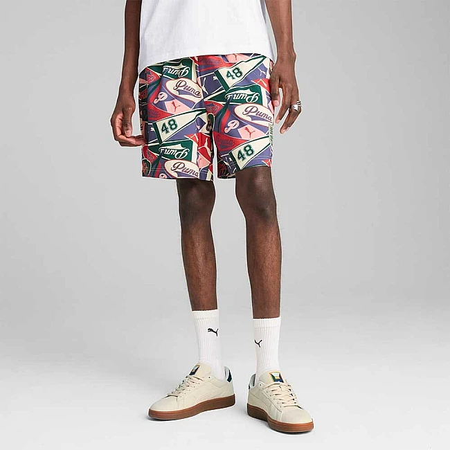 МЪЖКИ КЪСИ ПАНТАЛОНИ PUMA 62963046 WARDROBE ESS SPORTS LEGACY AOP RELAXED SHORTS 6IN WV СИНИ