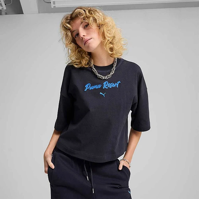 ДАМСКА ТЕНИСКА PUMA 62977616 PREMIUM ESS OVERSIZED GRAPHIC TEE ТЪМНОСИНЯ