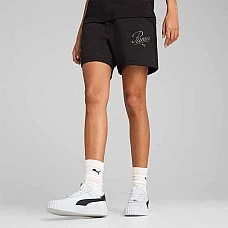 ДАМСКИ КЪСИ ПАНТАЛОНИ PUMA 68498401 ESS SCRIPT HIGH-WAIST SHORTS 5IN ЧЕРНИ