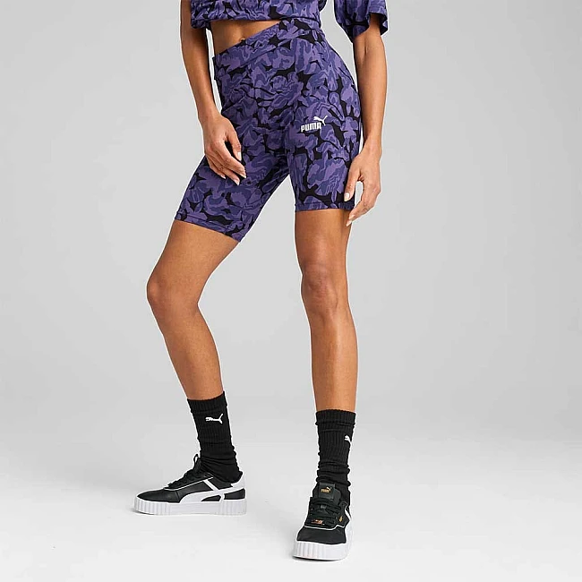 ДАМСКИ КЪС КЛИН PUMA 68498951 ESS NATURE 2.0 HIGH-WAIST AOP SHORT LEGGINGS 7IN СИН