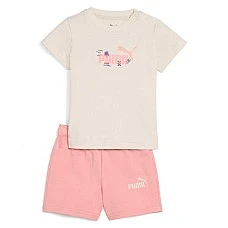 БЕБЕШКИ ЕКИП ЗА МОМИЧЕ PUMA 68628687 MINICATS SANDY ADVENTURES TEE AND SHORTS SET INF БЕЖОВ/РОЗОВ