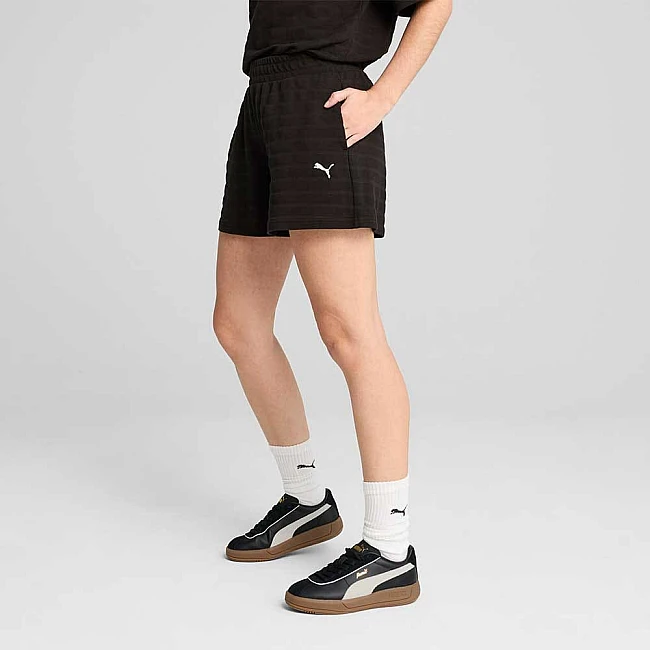 ДАМСКИ КЪСИ ПАНТАЛОНИ PUMA 68502801 ESS ELEVATED MID-RISE STRUCTURED SHORTS 5IN ЧЕРНИ