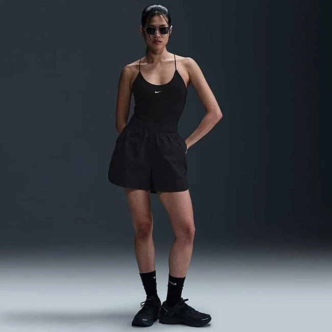 ДАМСКИ КЪСИ ПАНТАЛОНИ NIKE HJ0721-010 NSW CHLL PPLN HR 4IN SHORT ЧЕРНИ