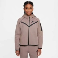 ДЕТСКО ГОРНИЩЕ ЗА МОМИЧЕ NIKE HV8695-214 NSW TCH FLC HD FZ LS PD СВЕТЛОКАФЯВО