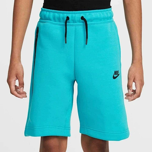 ДЕТСКИ КЪСИ ПАНТАЛОНИ ЗА МОМЧЕ NIKE FD3289-345 NSW TECH FLC SHORT СИНЬО-ЗЕЛЕНИ