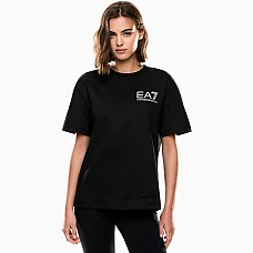 ДАМСКА ТЕНИСКА EA7 EMPORIO ARMANI 7W000725-UC001 LOGO SERIES W TEE SS SEQUINS CROSSOVER ЧЕРНА