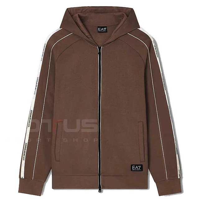 МЪЖКО ГОРНИЩЕ EA7 EMPORIO ARMANI 7M000973-U6063 LOGO SERIES TAPE HOODIE FZ BR КАФЯВО