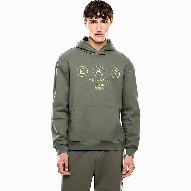 МЪЖКИ СУИТШЪРТ EA7 EMPORIO ARMANI 7M000978-U8100 LOGO SERIES M HOODIE RN COFT WRITINGS ТЪМНОЗЕЛЕН