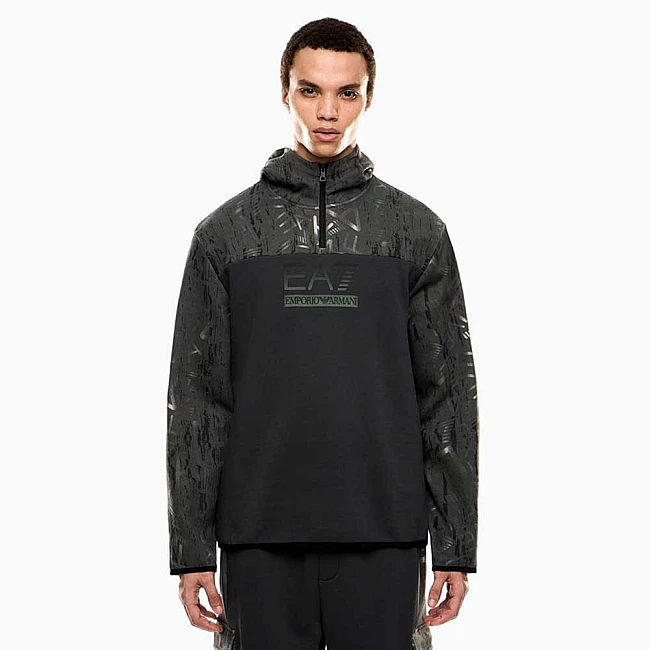 МЪЖКИ СУИТШЪРТ EA7 EMPORIO ARMANI 7M001131-U8117 GRAPHIC SERIES M HOODIE HZ CO MONOGRAM INFILL ТЪМНОСИВ