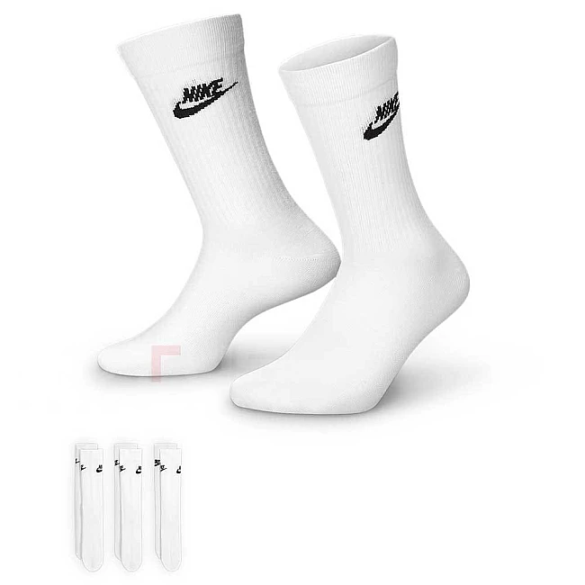 ЧОРАПИ NIKE DX5025-100 NSW EVERYDAY ESSENTIAL CREW 3PR БЕЛИ