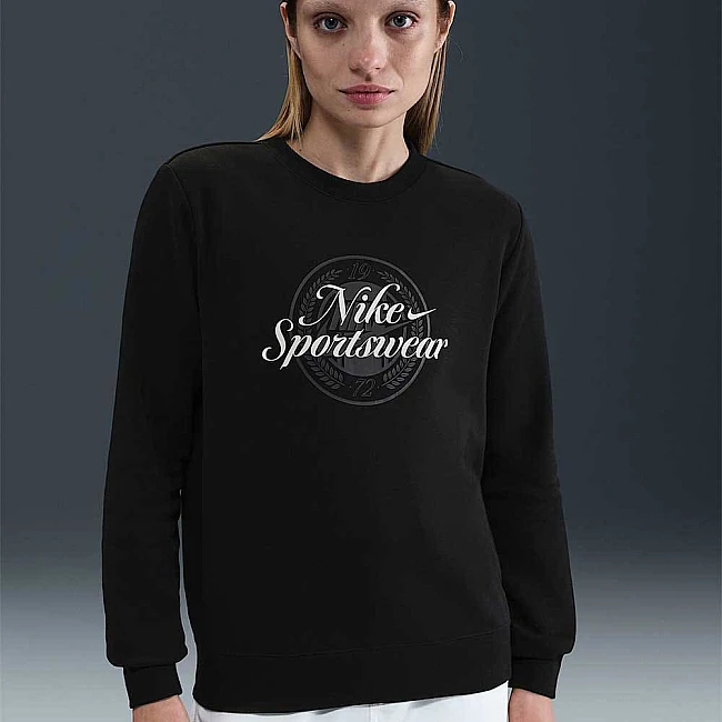 ДАМСКА БЛУЗА NIKE HV2342-010 NSW CLUB FLC GX STD CREW ЧЕРНА