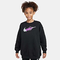 ДЕТСКА БЛУЗА ЗА МОМИЧЕ NIKE HQ9299-010 NSW CLUB FLC OVRSZD CREW GX ЧЕРНА