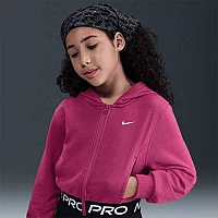 ДЕТСКО ГОРНИЩЕ ЗА МОМИЧЕ NIKE HQ9312-634 PRO DF FZ FLC HDY ЧЕРВЕНО-ЛИЛАВО