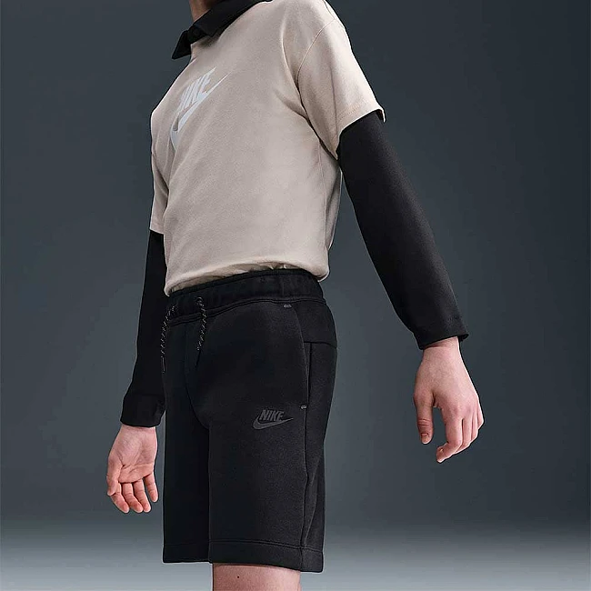 ДЕТСКИ КЪСИ ПАНТАЛОНИ ЗА МОМЧЕ NIKE HV1196-010 NSW TCH FLC SHORT PD ЧЕРНИ