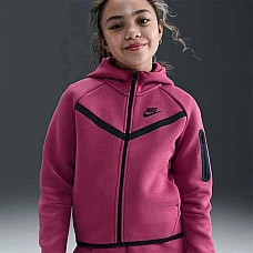 ДЕТСКО ГОРНИЩЕ ЗА МОМИЧЕ NIKE HV8695-634 NSW TCH FLC HD FZ LS PD ЧЕРВЕНО-ЛИЛАВО