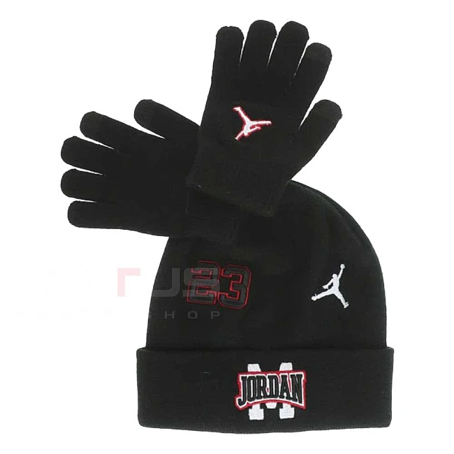 ДЕТСКА ЗИМНА ШАПКА И РЪКАВИЦИ NIKE 9A9103-023 JORDAN PATCH BEANIE SET ЧЕРНИ