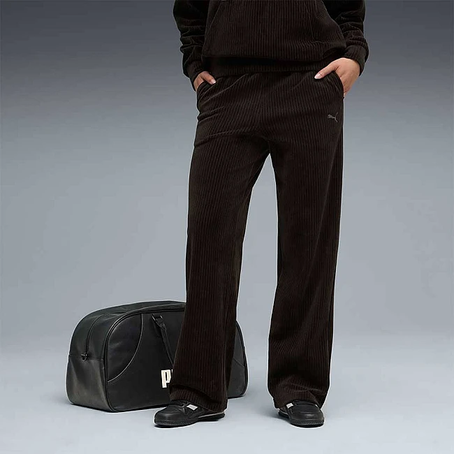 ДАМСКО ДОЛНИЩЕ PUMA 68810801 ESS ELEVATED VELOUR RIB STRAIGHT LEG PANT ЧЕРНО
