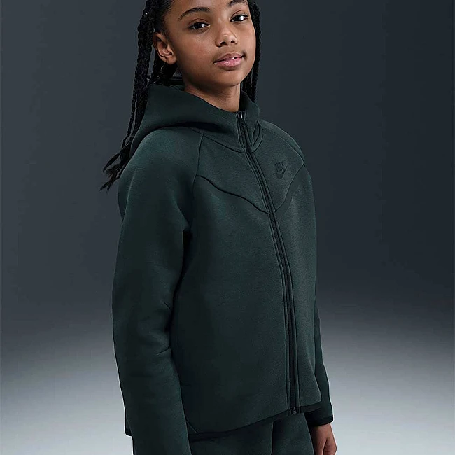 ДЕТСКО ГОРНИЩЕ ЗА МОМИЧЕ NIKE HV8695-390 NSW TCH FLC HD FZ LS - PD ЗЕЛЕНО