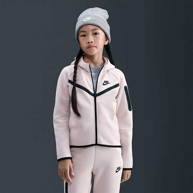 ДЕТСКО ГОРНИЩЕ ЗА МОМИЧЕ NIKE HV8695-667 NSW TCH FLC HD FZ LS - PD БЛЕДОРОЗОВО