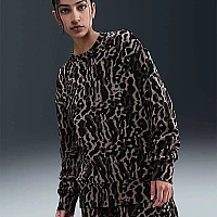 ДАМСКА БЛУЗА NIKE IB2371-010 NSW PHNX FLC OS AOP CREW ЧЕРНА