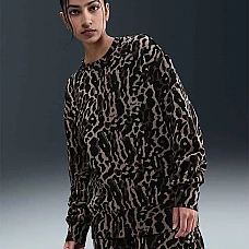 ДАМСКА БЛУЗА NIKE IB2371-010 NSW PHNX FLC OS AOP CREW ЧЕРНА