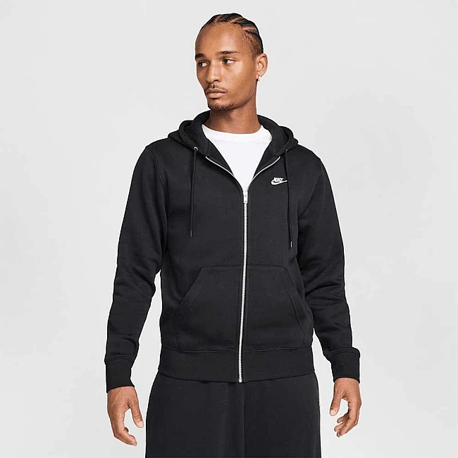 МЪЖКО ГОРНИЩЕ NIKE FN3861-010 CLUB BB FZ HOODIE ЧЕРНО
