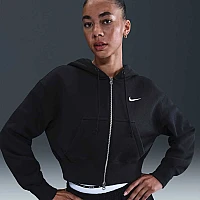 ДАМСКО ГОРНИЩЕ NIKE HV2426-010 NSW PHNX FLC CROP FZ HDY ЧЕРНО