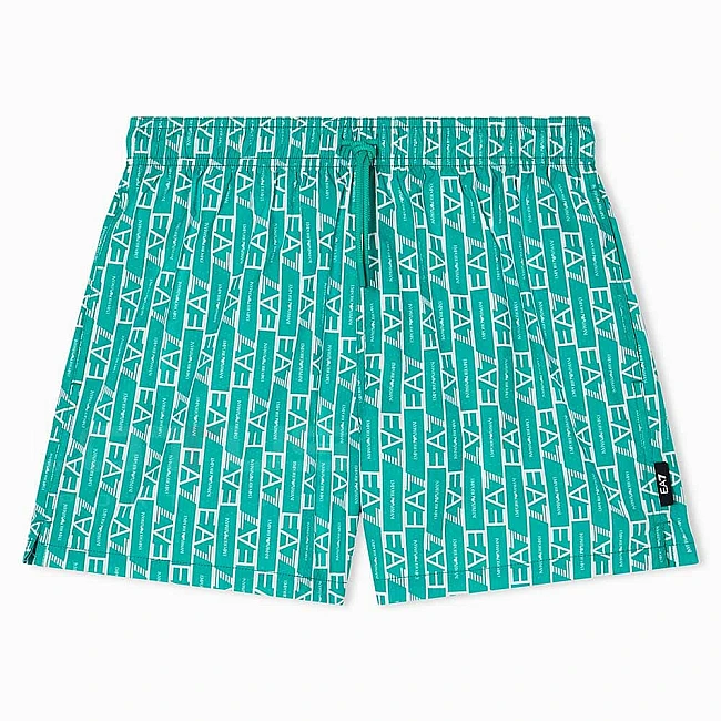 МЪЖКИ ПЛУВНИ ШОРТИ EA7 EMPORIO ARMANI 7M001677-M7132 BW M GRAPHIC VERTICAL MONOGRAM BOXER ЗЕЛЕНИ