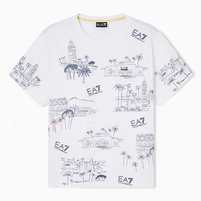 ДАМСКА ТЕНИСКА EA7 EMPORIO ARMANI 7W001021-F0153 COSTA SMERALDA W EMBROIDERY TEE БЯЛА