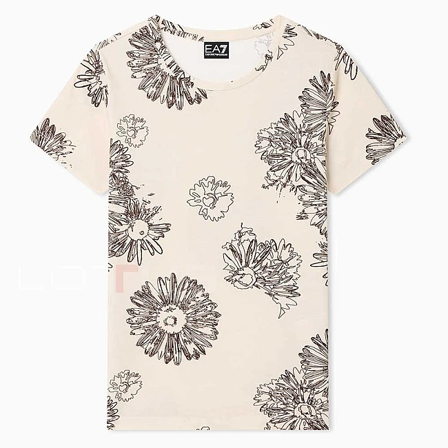ДАМСКА ТЕНИСКА EA7 EMPORIO ARMANI 7W000996-F1040 GRAPHIC SERIES W SLIM TEE SS FLOWER БЕЖОВА