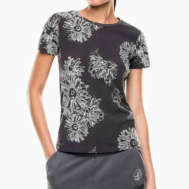ДАМСКА ТЕНИСКА EA7 EMPORIO ARMANI 7W000996-F8182 GRAPHIC SERIES W SLIM TEE SS FLOWER СИВА