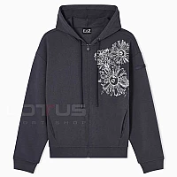 ДАМСКО ГОРНИЩЕ EA7 EMPORIO ARMANI 7W001000-U8111 GRAPHIC SERIES W HOODIE FZ FLOWER СИВО