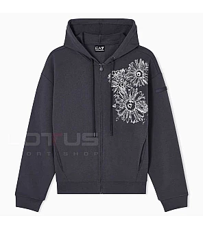 ДАМСКО ГОРНИЩЕ EA7 EMPORIO ARMANI 7W001000-U8111 GRAPHIC SERIES W HOODIE FZ FLOWER СИВО